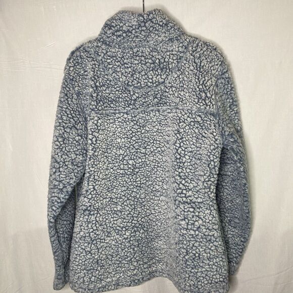 ZENANA OUTFITTERS Sherpa Fleece Pullover Sweatshirt 1/4 Zip Mock Womens L Blue - Picture 3 of 11